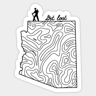 Get Lost Hiking Topographic Art Hike Arizona State Map Sticker